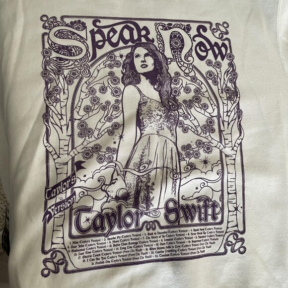 Taylor Swift Sweatshirt Womens Large White Speak Now Taylor's Version Crewneck - Picture 8 of 8